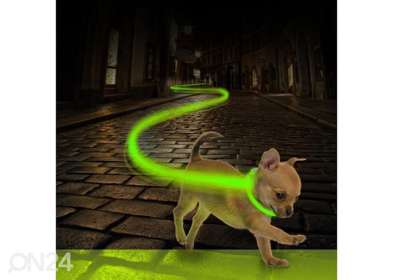 Светодиодный ошейник 35см зеленый USB Duvo + увеличить