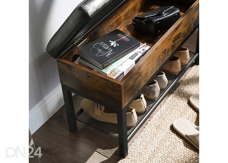 Скамейка с местом для хранения, коричневый/черный увеличить