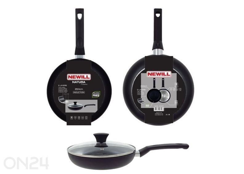 Сковорода Black Ceramic Ø 24 см + защитная прокладка для сковороды, со стеклянной крышкой, керамическая, для индукционных плит увеличить