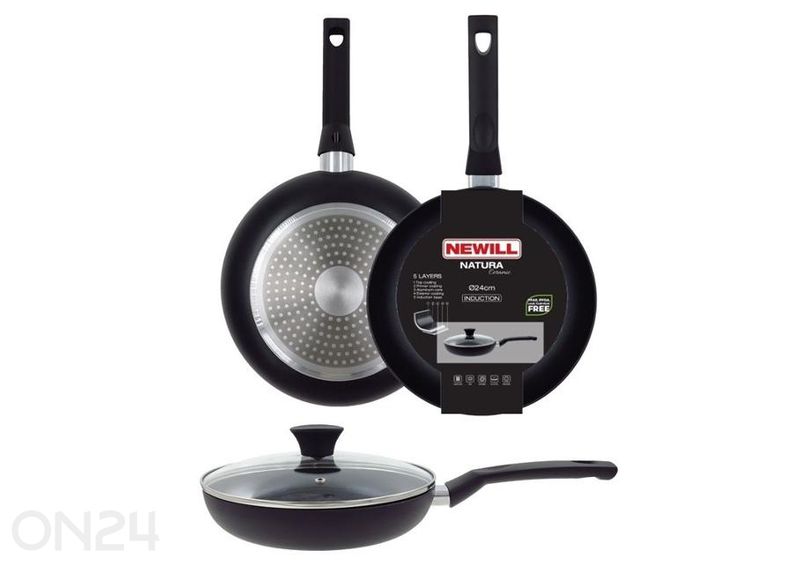 Сковорода Black Ceramic Ø 24 см + защитная прокладка для сковороды, со стеклянной крышкой, керамическая, для индукционных плит увеличить