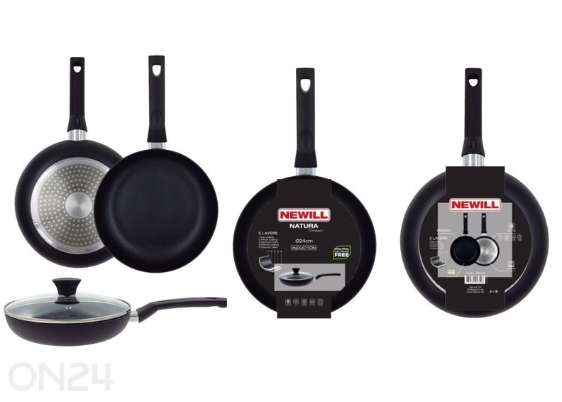 Сковорода Black Ceramic Ø 24 см + защитная прокладка для сковороды, со стеклянной крышкой, керамическая, для индукционных плит увеличить