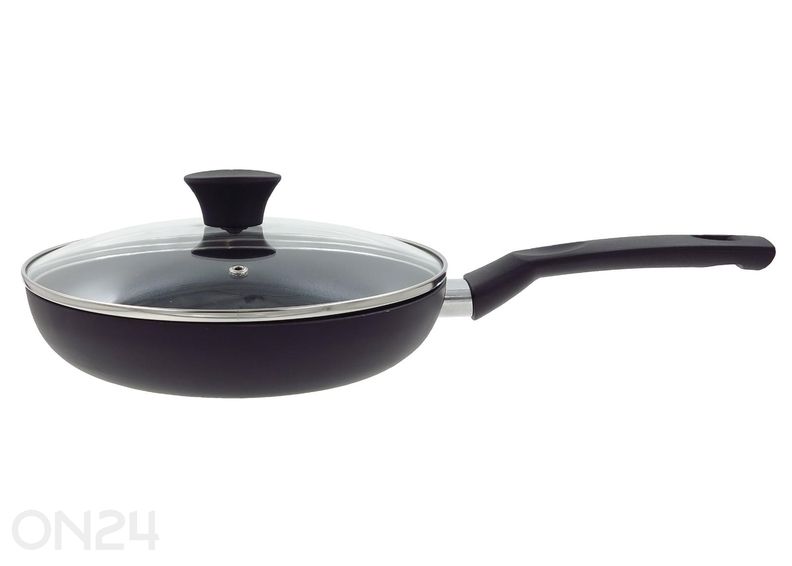 Сковорода Black Ceramic Ø 24 см + защитная прокладка для сковороды, со стеклянной крышкой, керамическая, для индукционных плит увеличить
