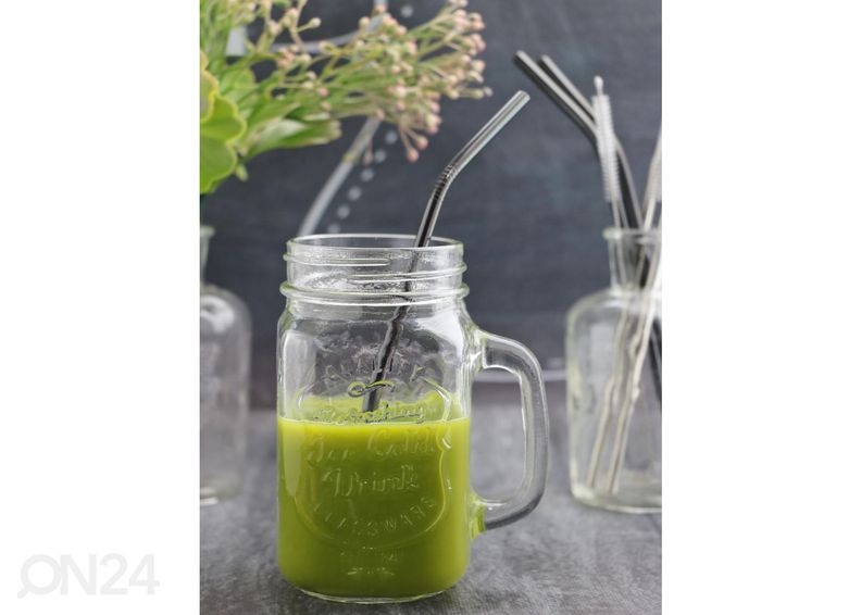 Соломинки для питья металлические, 3 шт, + щеточка для чистки увеличить