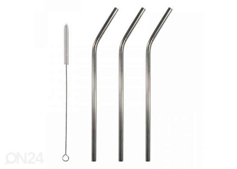 Соломинки для питья металлические, 3 шт, + щеточка для чистки увеличить
