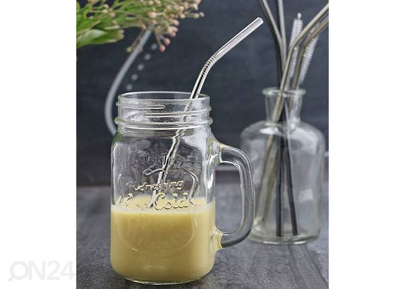 Соломинки для питья металлические, 3 шт, + щеточка для чистки увеличить