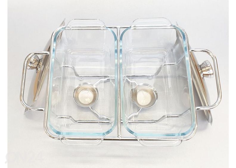 Стеклянный мармит с 2 мисками увеличить