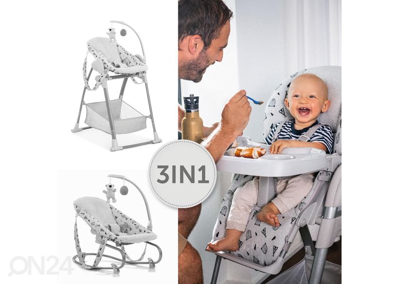 Стульчик для кормления и кресло-качалка Hauck Comfort Sit N Relax 3in1 Nordic серый увеличить
