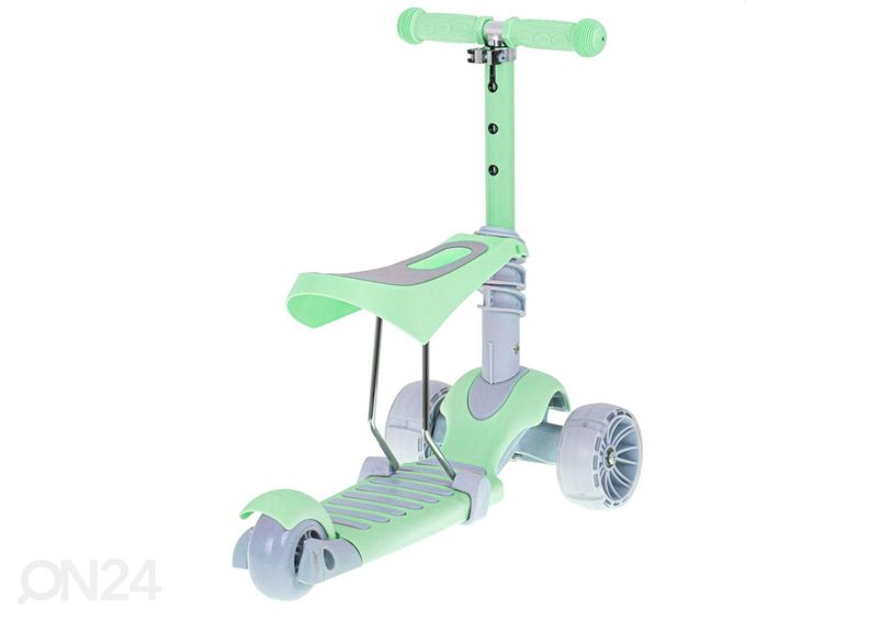 Трехколесный самокат с сиденьем и светодиодными фонарями увеличить