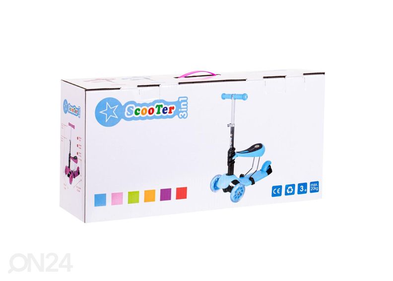 Трехколесный самокат с сиденьем и светодиодными фонарями увеличить