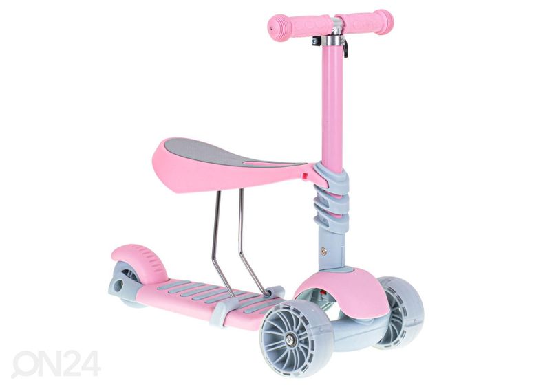 Трехколесный самокат с сиденьем и светодиодными фонарями увеличить