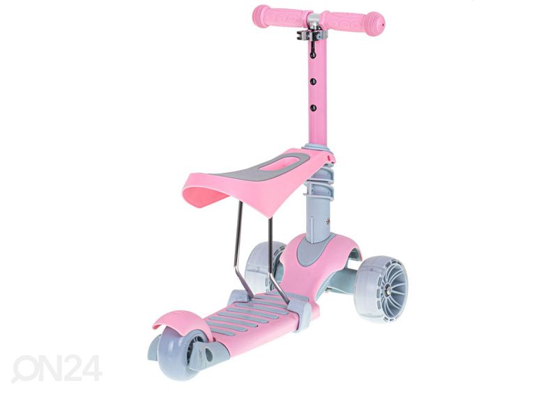 Трехколесный самокат с сиденьем и светодиодными фонарями увеличить