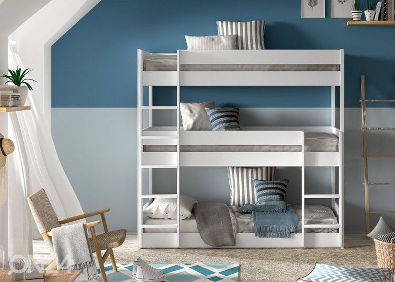 Трехъярусная кровать Scott 90x200 cm, белый увеличить