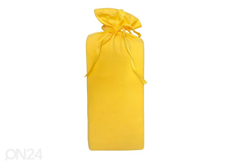 Трикотажная простынь на резинке, жёлтый 90-100x200x25 cm увеличить