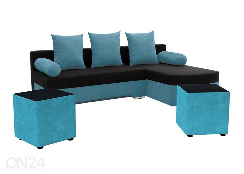 Угловой диван-кровать + пуфы увеличить