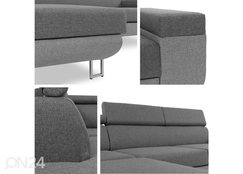 Угловой диван-кровать, серый увеличить