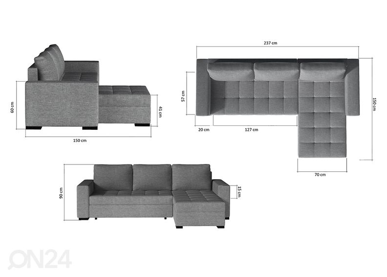 Угловой диван-кровать с ящиком увеличить