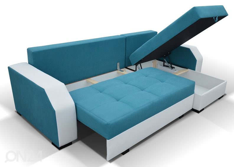 Угловой диван-кровать с ящиком увеличить