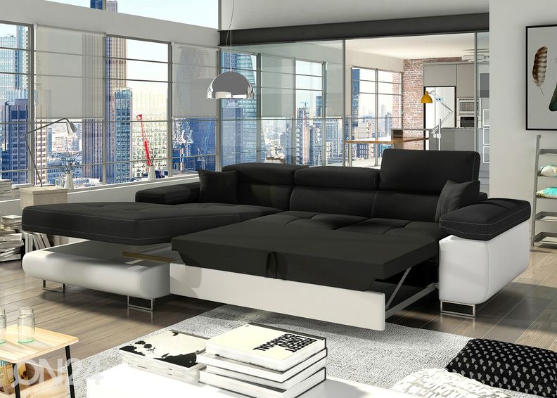 Угловой диван-кровать с ящиком увеличить