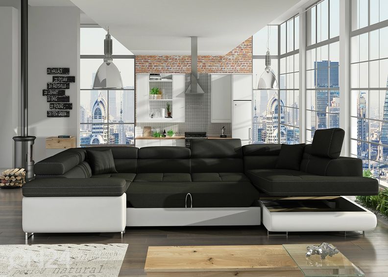 Угловой диван-кровать с ящиком увеличить