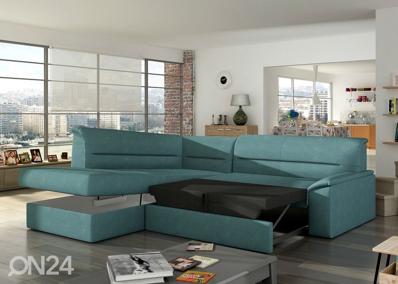 Угловой диван-кровать с ящиком увеличить