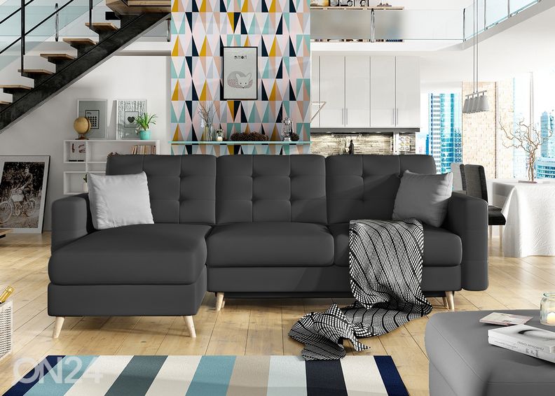 Угловой диван-кровать с ящиком увеличить