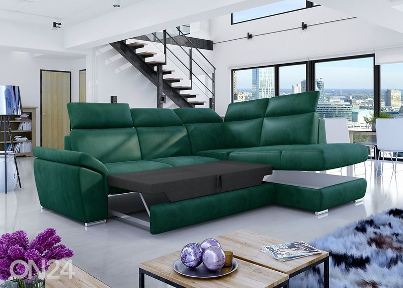 Угловой диван-кровать с ящиком увеличить