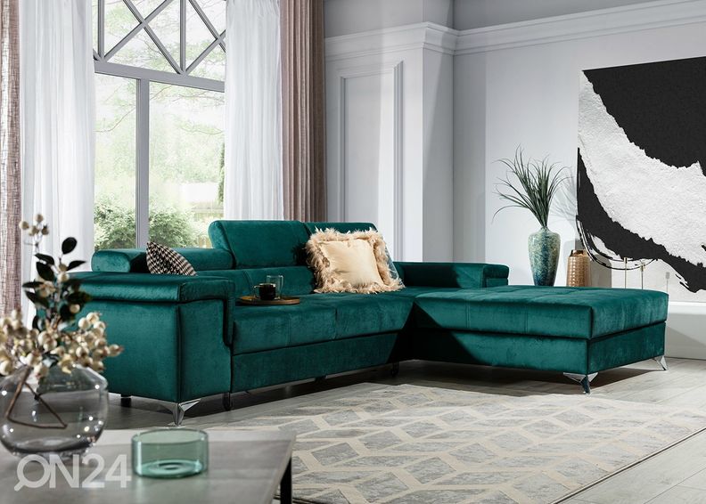 Угловой диван-кровать с ящиком увеличить