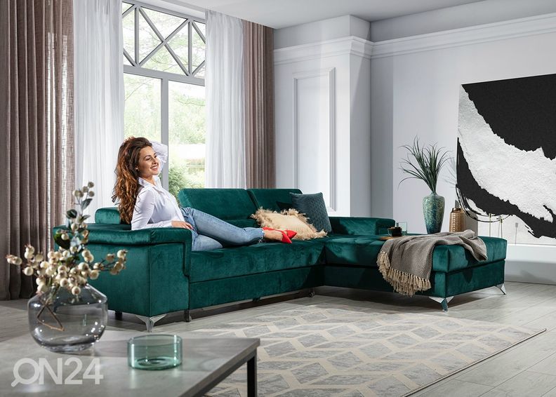 Угловой диван-кровать с ящиком увеличить