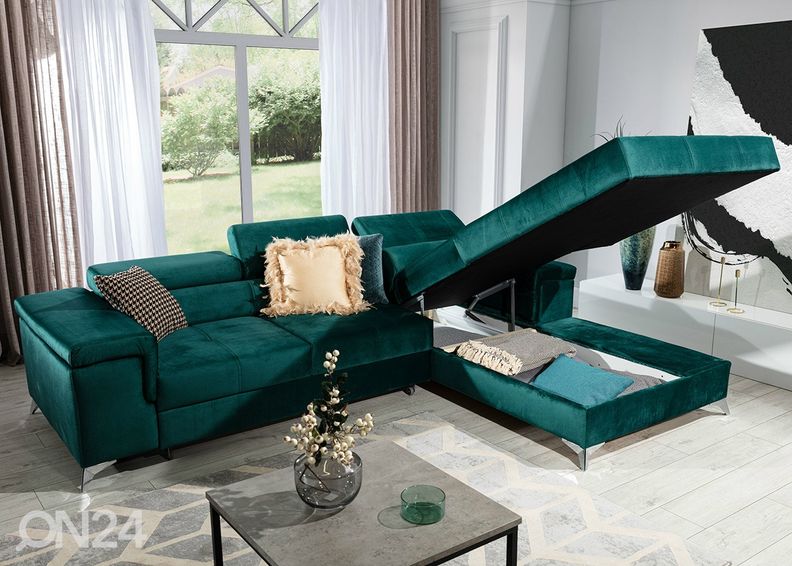 Угловой диван-кровать с ящиком увеличить