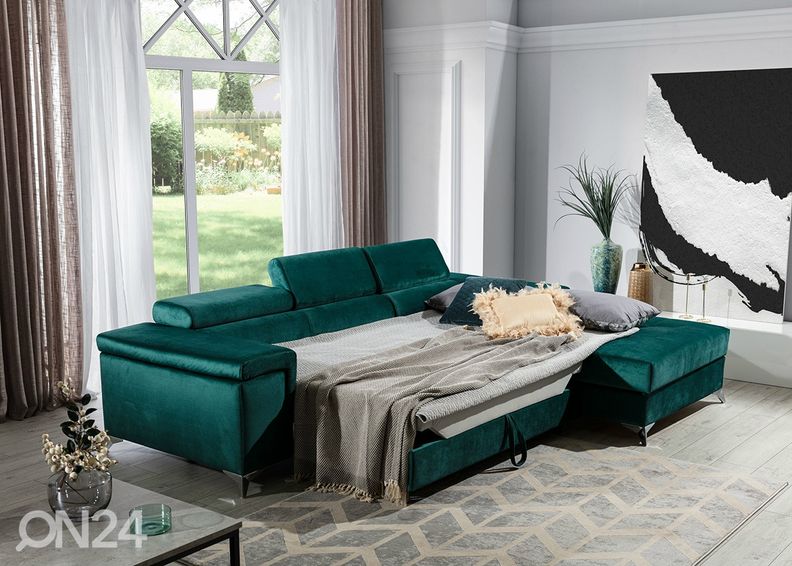 Угловой диван-кровать с ящиком увеличить