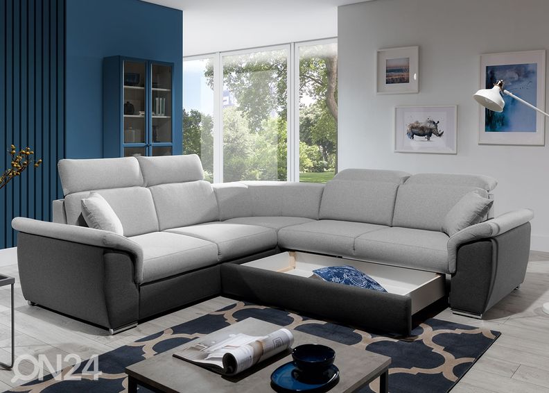 Угловой диван-кровать с ящиком увеличить