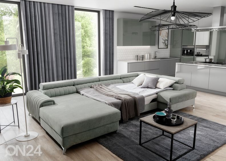 Угловой диван-кровать с ящиком увеличить