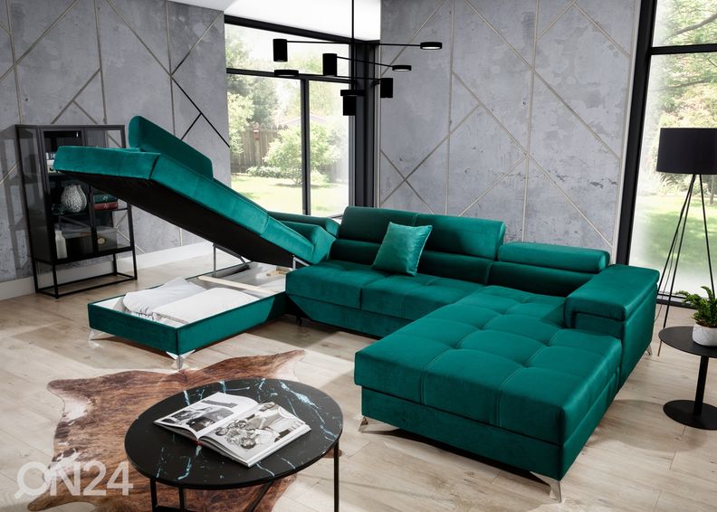 Угловой диван-кровать с ящиком увеличить