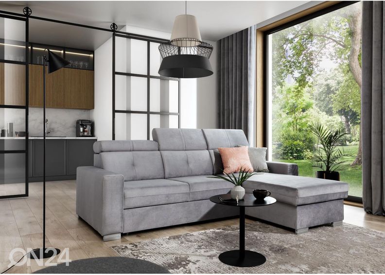 Угловой диван-кровать с ящиком увеличить