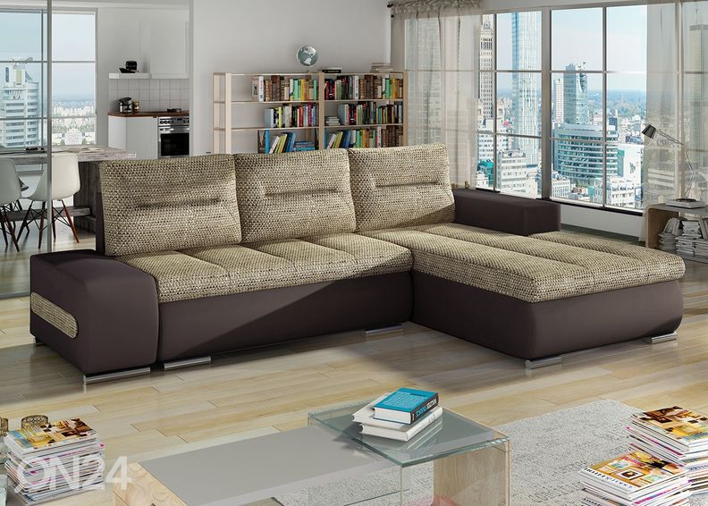 Угловой диван-кровать с ящиком увеличить