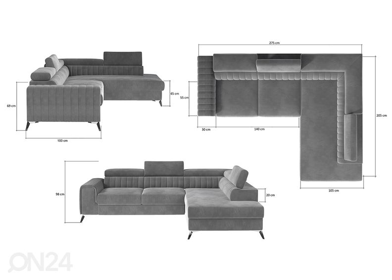 Угловой диван-кровать с ящиком Laurence увеличить