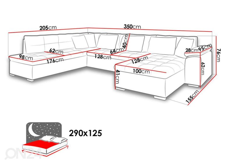 Угловой диван-кровать с ящиком Melbourne увеличить размеры