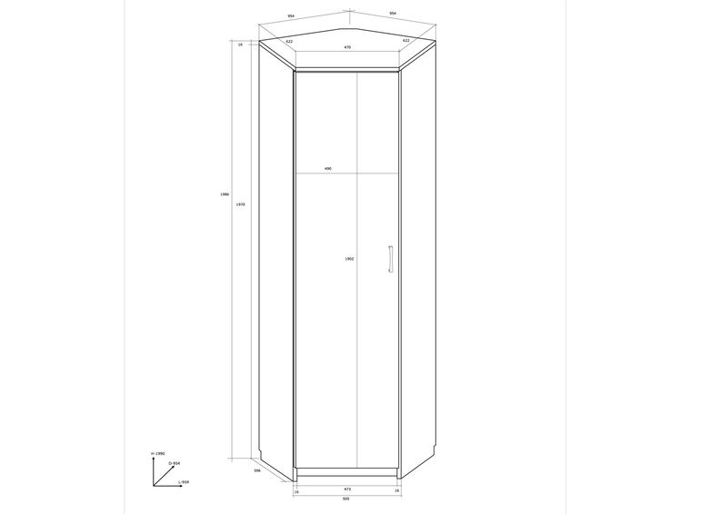 Угловой шкаф платяной увеличить