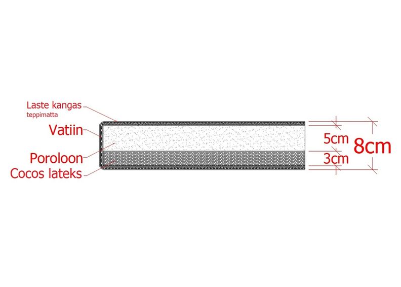 Удлиняемый матрас Pipi 75x100+42+42 cm, с кокосом увеличить