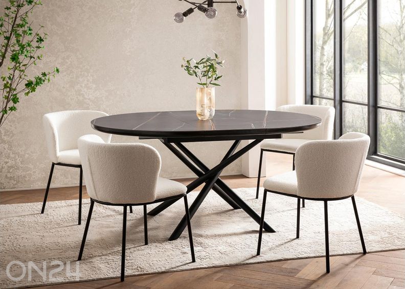 Удлиняющийся обеденный стол Ø120 см увеличить