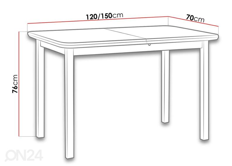Удлиняющийся обеденный стол 120-150x70 см + 4 стула увеличить