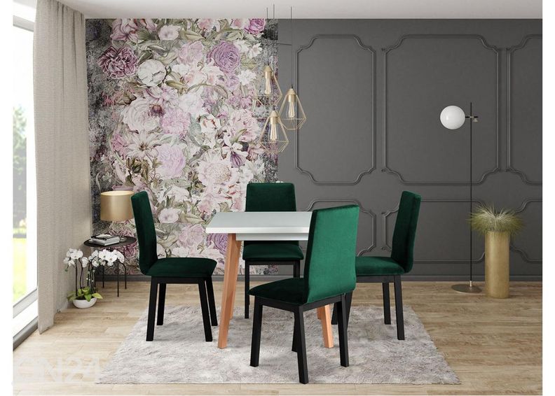 Удлиняющийся обеденный стол 80-110x80 см + 4 стула увеличить