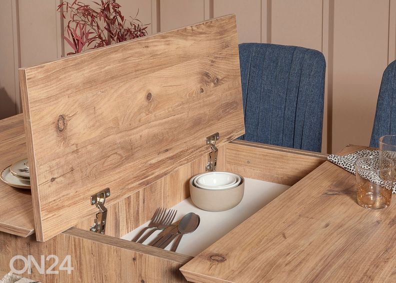 Удлиняющийся обеденный стол 80x130-165 cm + 2 стула +скамья увеличить