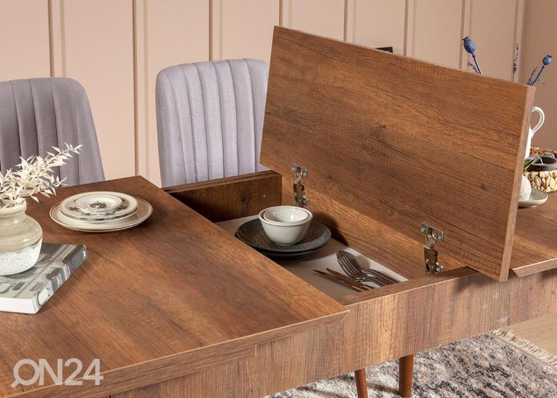 Удлиняющийся обеденный стол 80x130-165 cm + 2 стула+скамья увеличить