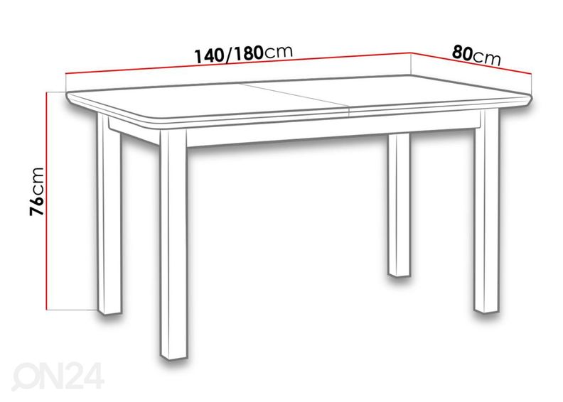 Удлиняющийся обеденный стол 80x140-180 cm + 6 стульев увеличить