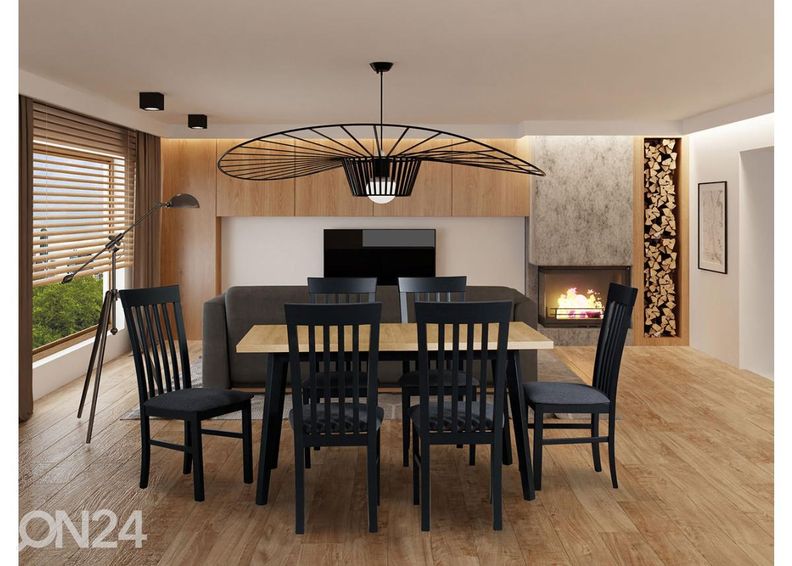 Удлиняющийся обеденный стол 80x140-180 cm + 6 стульев увеличить