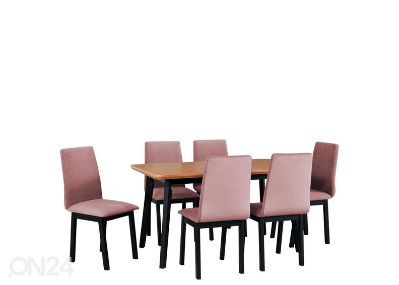 Удлиняющийся обеденный стол 80x140-180 cm + 6 стульев увеличить