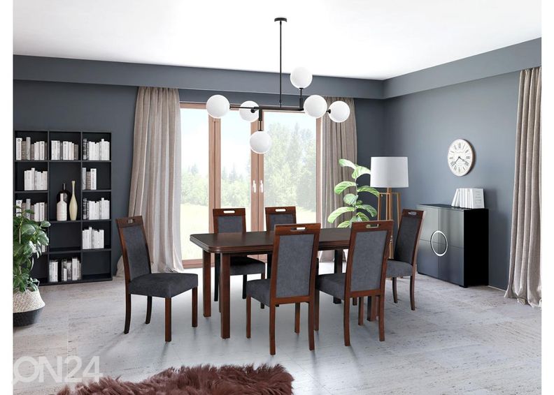 Удлиняющийся обеденный стол 90x160-200 cm + 6 стульев увеличить