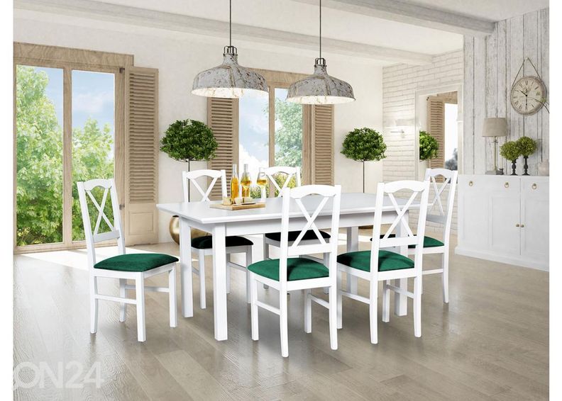 Удлиняющийся обеденный стол 90x160-240 cm + 6 стульев увеличить