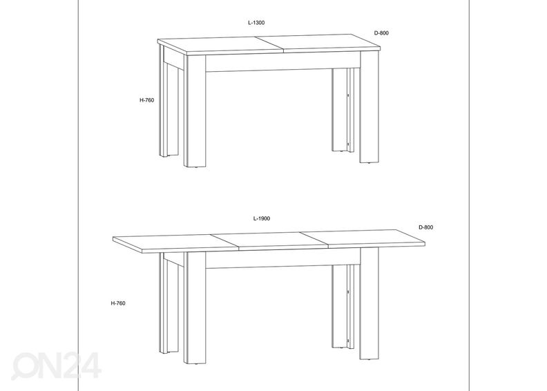 Удлиняющийся обеденный стол Goleen 130-190x80 cm увеличить